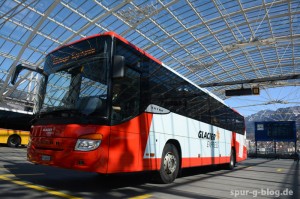 Der neue Glacier Express Bus bringt auch Gäste von der Lenzerheide zum Zug - Quelle: Rhätische Bahn [b]