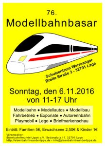 76. Modellbahnbazar am 06. November 2016 in Lage - Quelle: Walter Multhaupt [b]