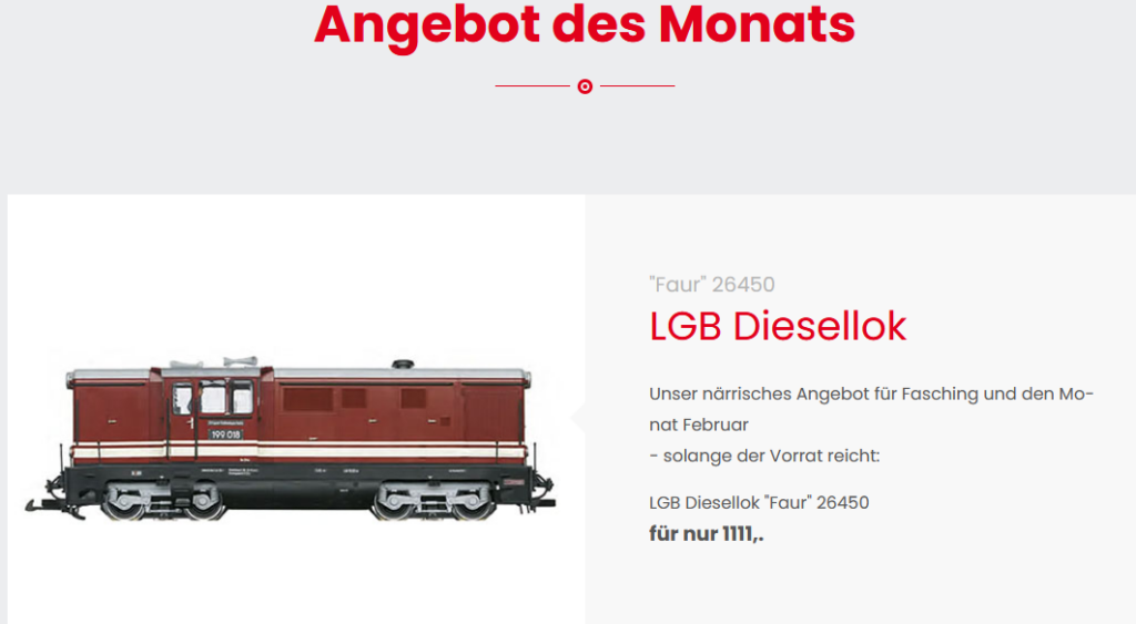 Modellbahntechnik Dietz - Angebot des Monats Februar 2026 - LGB Faur 26450