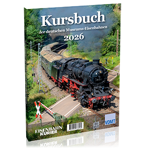 Buchcover "Kursbuch der deutschen Museums-Eisenbahnen 2026" - Quelle: EK Verlag