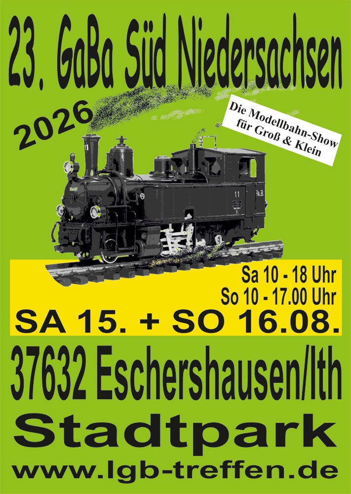 Gartenbahn-Treffen Süd Niedersachsen - Plakat 2026 - Quelle: LGB Freunde Ith